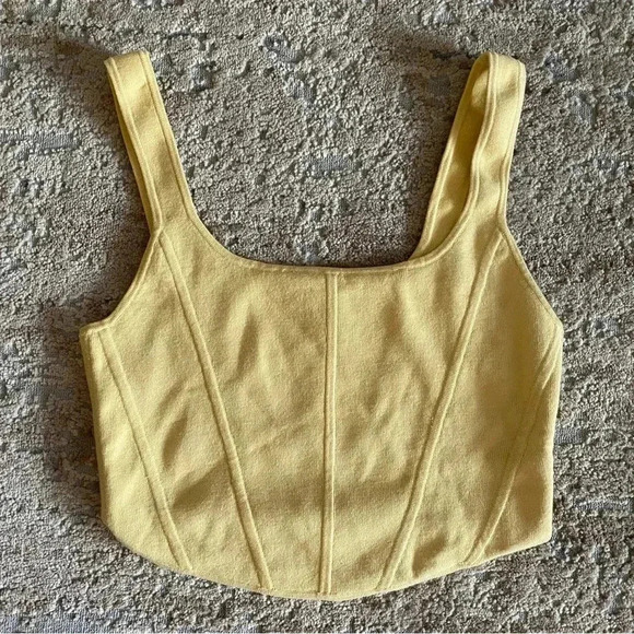Aritzia Wilfred Natalie Knit Bustier Tank Top Crop Wheat Yellow: XL - Picture 1 of 9